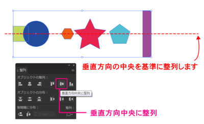 垂直方向中央に整列