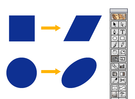 シアーツールで平行四辺形などに歪ませる Illustratorの使い方